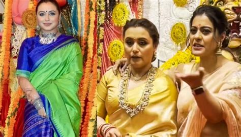 Bong Beauties, Rani Mukerji, Kajol Stun In Beige Sarees On 'Maha Ashtami' Kajol Calls Paps 'Useless'