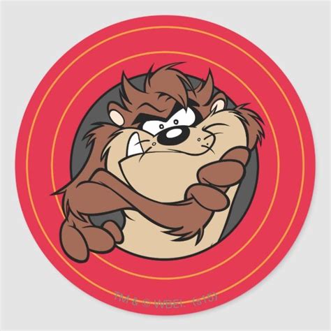 TAZ™ Through LOONEY TUNES™ Circles Classic Round Sticker | Zazzle | Looney tunes wallpaper ...