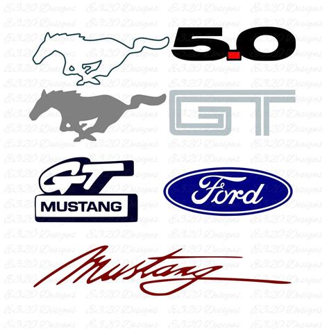 Ford Mustang GT 5.0 Emblem Set SVG Cut File