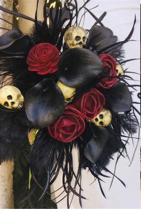 Gothic Wood Flower Bouquet Dark Red Rose Black Calla Lily - Etsy