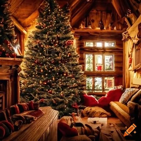 Cozy christmas cabin interior on Craiyon