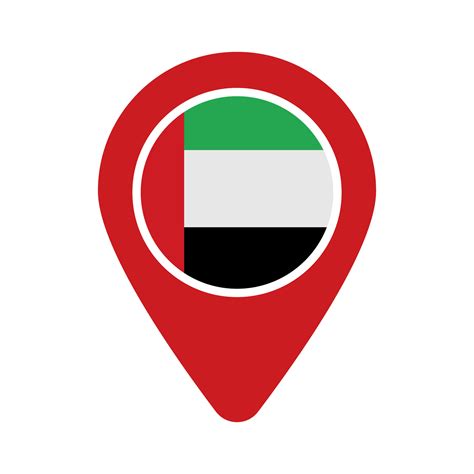 Map pin with round United Arab Emirates flag. location of UAE. Vector ...