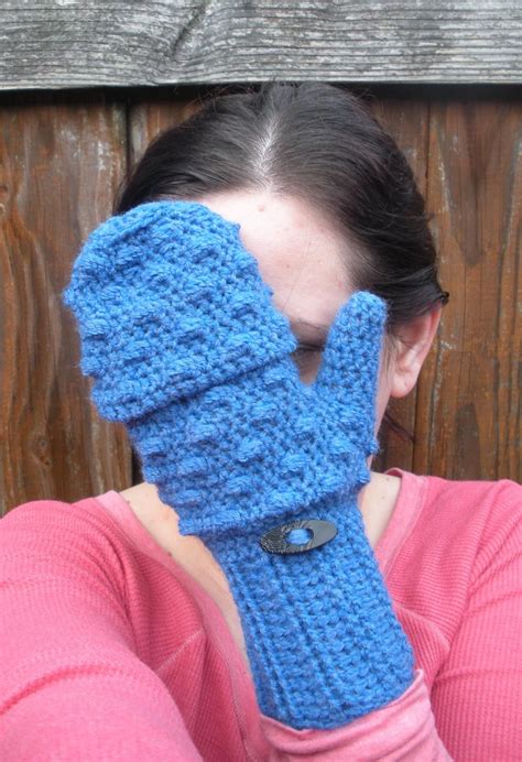 Convertible Mittens In Vibrant Blue, Crochet Fingerless Mitten Gloves ...