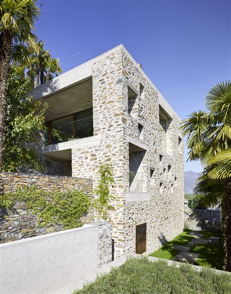 Modern Stone House with Terraced Garden Overlooking Lake Maggiore in Switzerland | iDesignArch ...