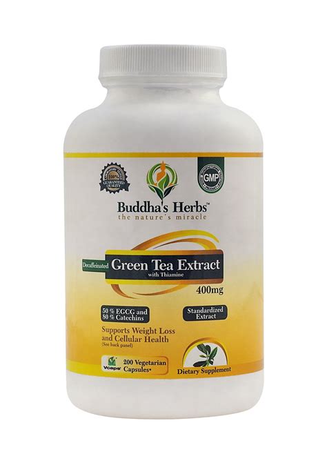 decaffeinated green tea extract - 400mg (50% egcg) - 200 veg capsules ...