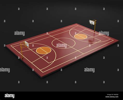 basketball court, baseline Outdoor 3d illustration isolated black Stock Photo - Alamy