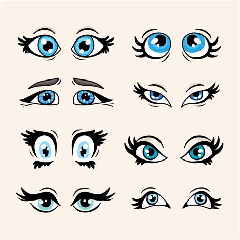 Free Vector | Hand drawn blue eyes cartoon illustration