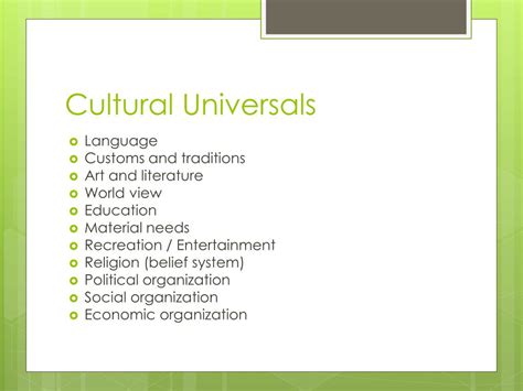 PPT - Cultural Universals PowerPoint Presentation, free download - ID ...