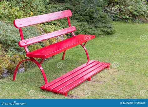 Red Garden Bench stock image. Image of comfortable, landscape - 47372239