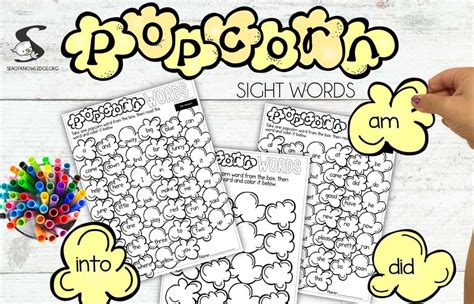 Free Popcorn Words Kindergarten Printable Game