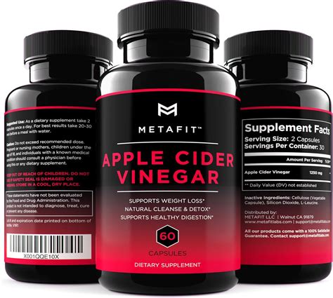 Apple Cider Vinegar Pills for Weight Loss - 60 ACV Capsules for Natural Detox Cleanse Diet ...