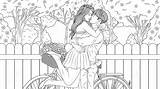 Coloring Pages Of Couples Kissing / Anime  sketch template