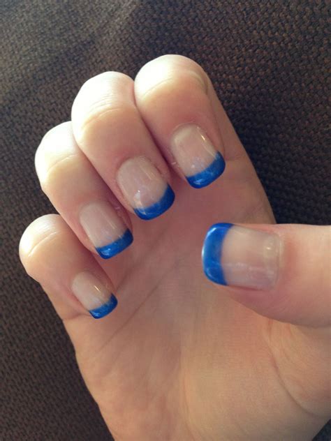 French Manicure with Dark Blue Tips