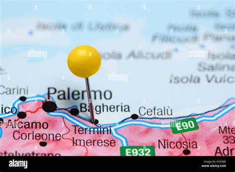 Termini Imerese pinned on a map of Italy Stock Photo - Alamy