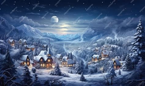 Premium AI Image | a christmas village on snowy ground