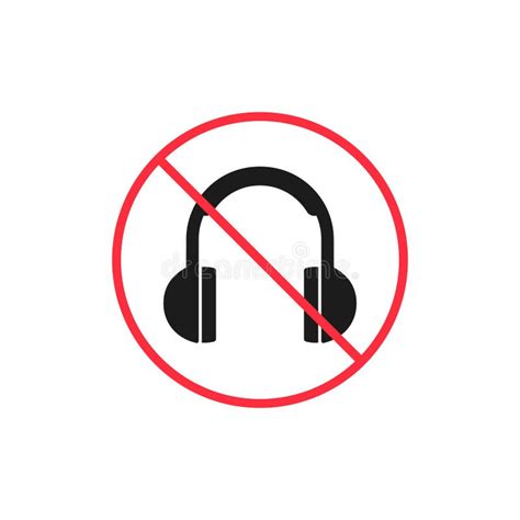 No Headphones Icon. Vector Isolated Simple Sign Stock Vector - Illustration of earphone ...