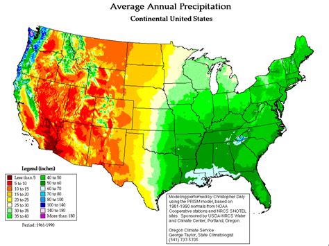 Average Annual Precipitation in Continental United States, 1961-1990 [1918 × 1440] : Map_Porn