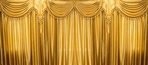 luxury yellow Gold curtains texture background on theatre cinema stage ...