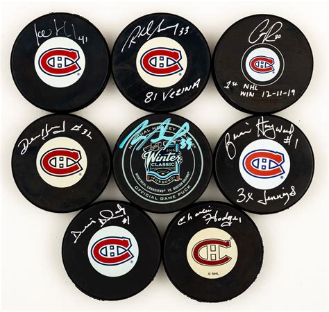 Lot Detail - Montreal Canadiens Goalies Single-Signed Puck Collection ...