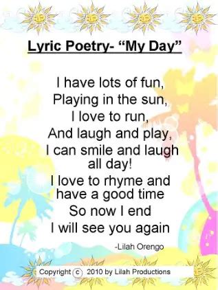 Examples of lyric Poems