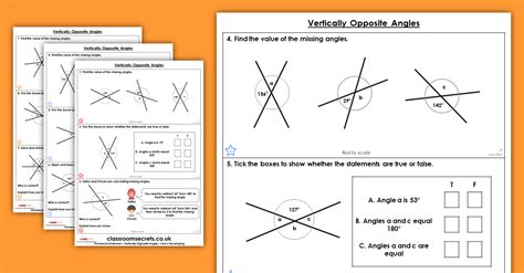 Vertically Opposite Angles Worksheet