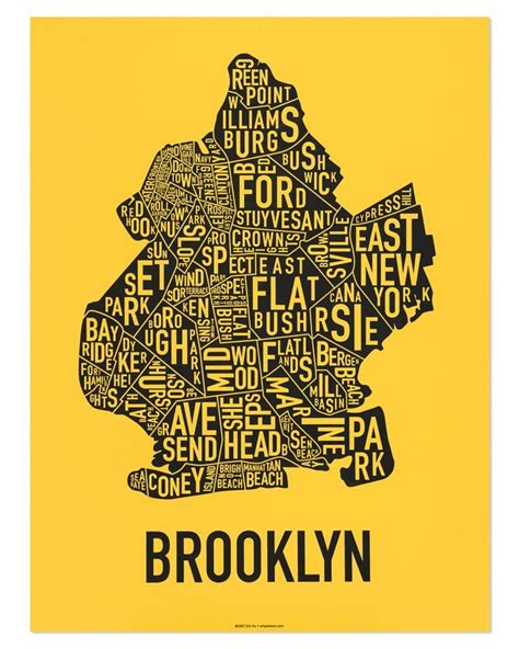 Brooklyn Neighborhood Map Poster in 2021 | Brooklyn map, Brooklyn ...