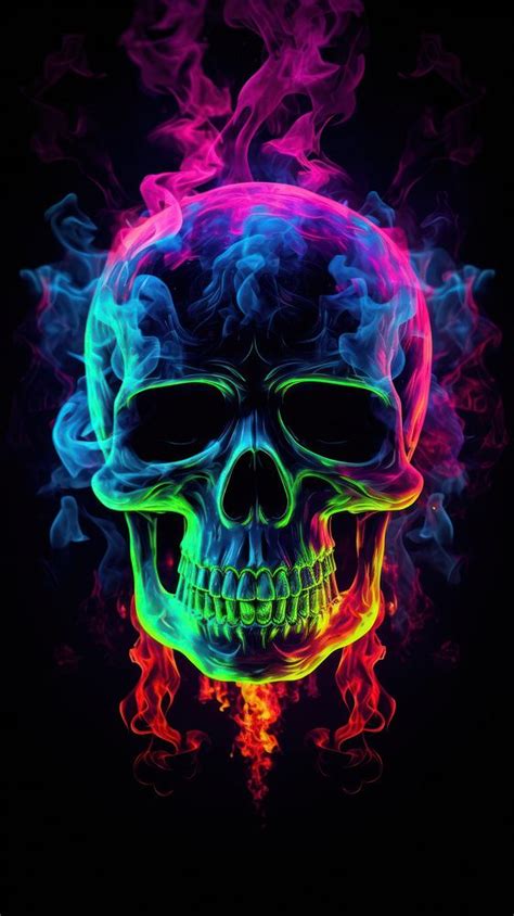 Neon smoke outline skull purple | Premium Photo Illustration - rawpixel