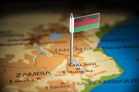 Malawi Marked with a Flag on the Map Stock Image - Image of identity ...