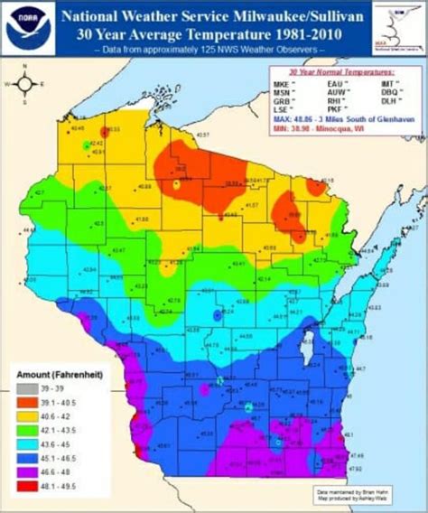 30-Year Average Temperature in Wisconsin