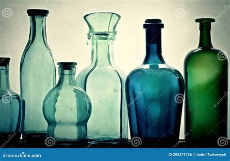 Old-fashioned Glass Bottles in Various Hues and Forms AI Generated ...