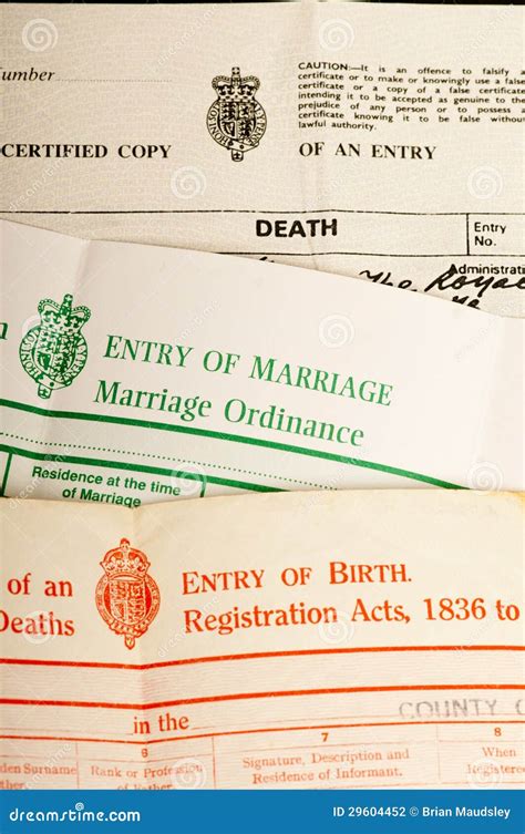 Birth, Marriage and Death Certificates Stock Photo - Image of citizen, birth: 29604452