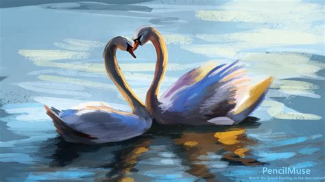 Bodo Müller - Mood Painting | Romance | Swans In Love