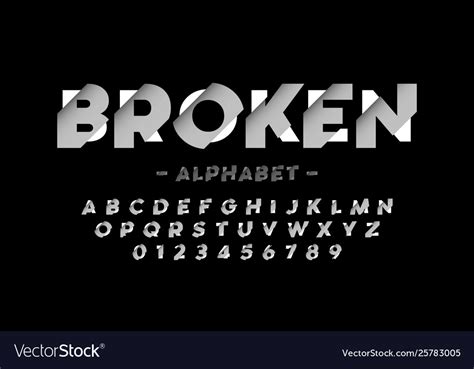 Broken font Royalty Free Vector Image - VectorStock