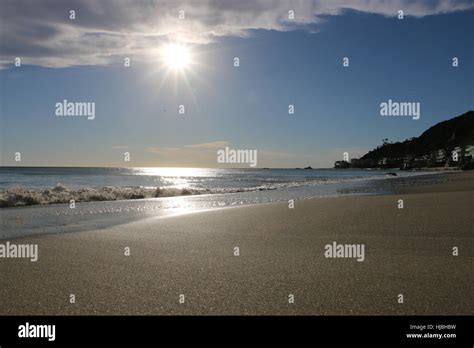 Malibu Beach Sunset Stock Photo - Alamy