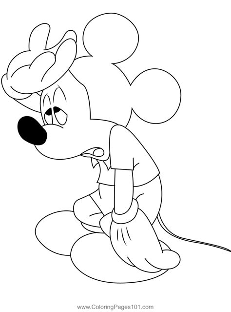 Mickey Mouse Tired Coloring Page for Kids - Free Mickey Mouse Printable Coloring Pages Online ...