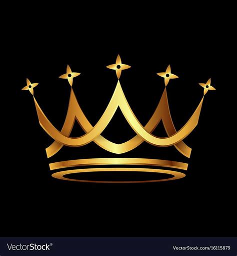 Crown. Gold symbol icon on black background. Vector illustration. a ...