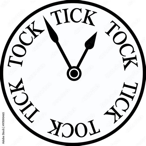 Simple Tick Tock Clock vector in black and white Stock Vector | Adobe Stock