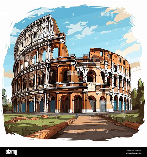 Colosseum. Colosseum hand-drawn comic illustration. Vector doodle style cartoon illustration ...