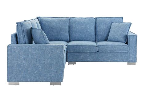 Modern Living Room Linen Fabric Sectional Sofa, L Shape Couch, 2 Pillows, Blue 662187616445 | eBay