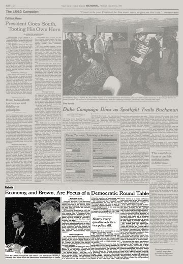 THE 1992 CAMPAIGN: Debate; Economy, and Brown, Are Focus of a ...