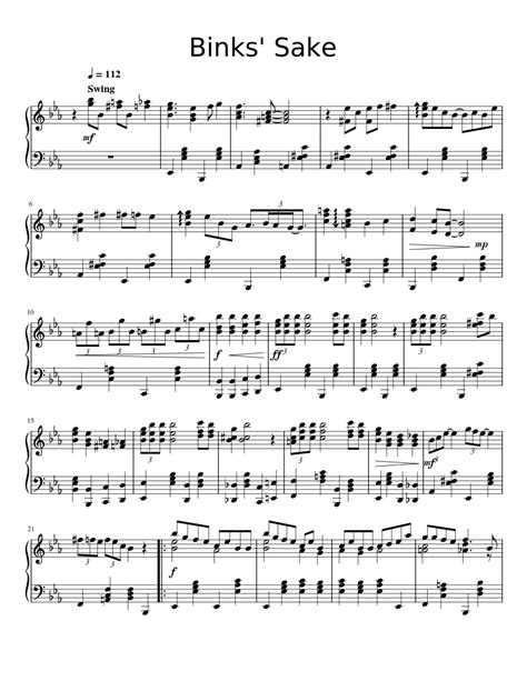 One piece - Bink's Sake – Kohei Tanaka Sheet music for Piano (Solo ...