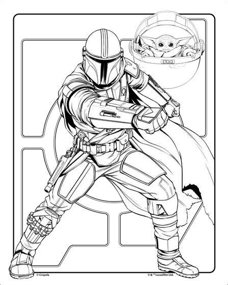 Mandalorian with Grogu Baby Yoda | crayola.com | Star wars coloring sheet, Star wars drawings ...