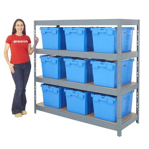 Garage Shelving With Boxes Kits 4 Level Bay Storage Pick Bins Box Deals BiGDUG | eBay