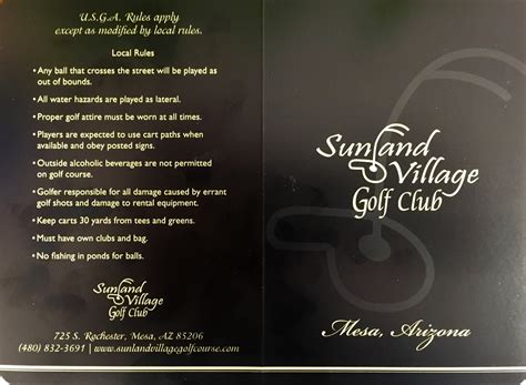 Scorecard - Sunland Village Golf Club