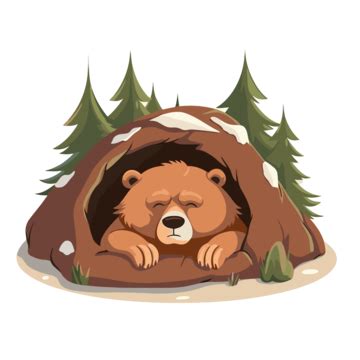 Bear Cave Vector, Sticker Clipart Cartoon Teddy Bear Character Inside A Cave, Sticker, Clipart ...