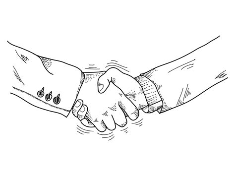 Hand drawn sketch illustration of a handshake. Shaking hands business ...