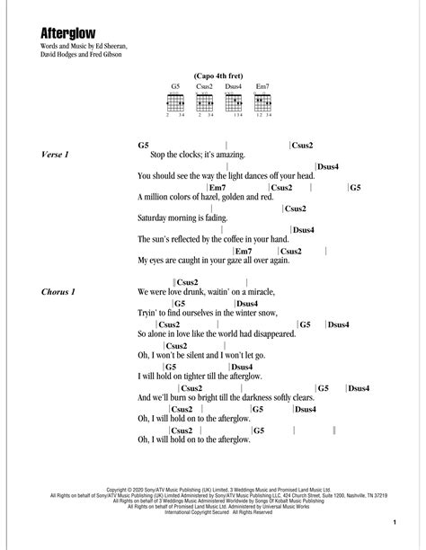 Afterglow by Ed Sheeran - Guitar Chords/Lyrics - Guitar Instructor