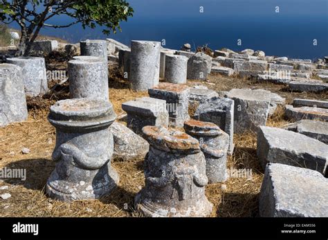 Ruins of Ancient Thira (Thera), Santorini, Greece. The site contains Stock Photo, Royalty Free ...