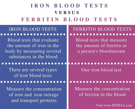 Difference Between Iron and Ferritin Blood Tests - Pediaa.Com