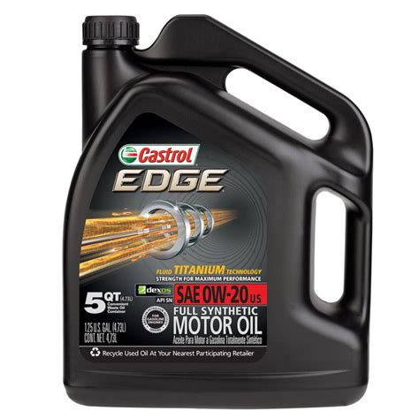 Castrol 0W-20 Edge Synthetic Motor Oil, 5 Qt. | 1161968 | Pep Boys